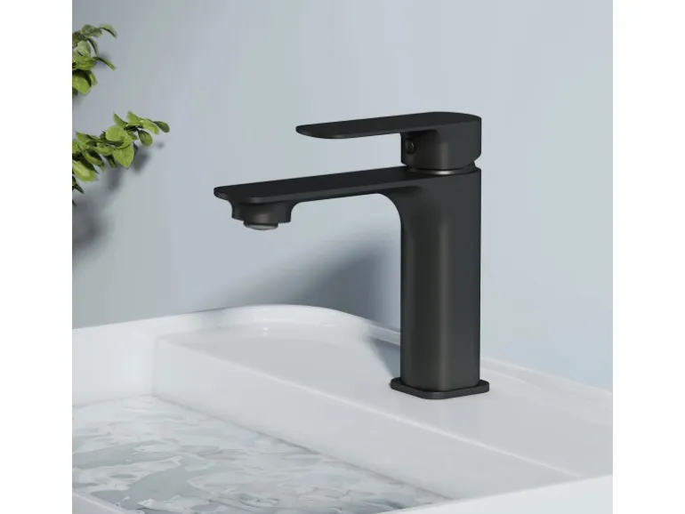 Emke Wasserhahn Bad 166 x 152 x 45 mm Schwarz Matt Waschtischarmatur Mischbatterie Waschbecken