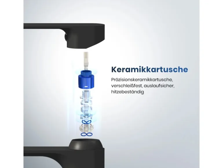 Emke Wasserhahn Bad 215 x 269 x 49 mm Schwarz Matt Waschtischarmatur Mischbatterie Waschbecken