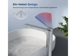 Emke Wasserhahn Waschbeckenarmaturen 335 x 233 x 46 mm Verchromt Mischbatterie Küchenarmatur mit Luftsprudler