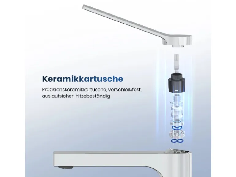 Emke Wasserhahn Waschbeckenarmaturen 195 x 173 x 46 mm Verchromt Mischbatterie Küchenarmatur mit Luftsprudler