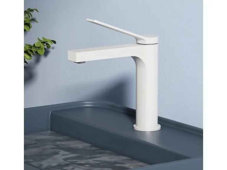 Emke Wasserhahn Waschbeckenarmaturen 195 x 173 x 46 mm Weiß Matt Mischbatterie Küchenarmatur mit Luftsprudler