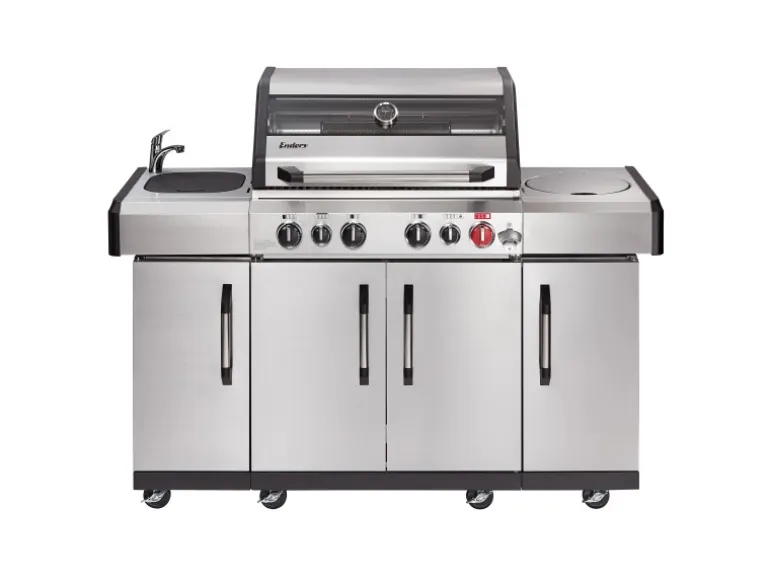 Enders Gasgrill Kanasas II Pro 4 SIK Profi Turbo 4 Brenner & Seitenkocher Silber