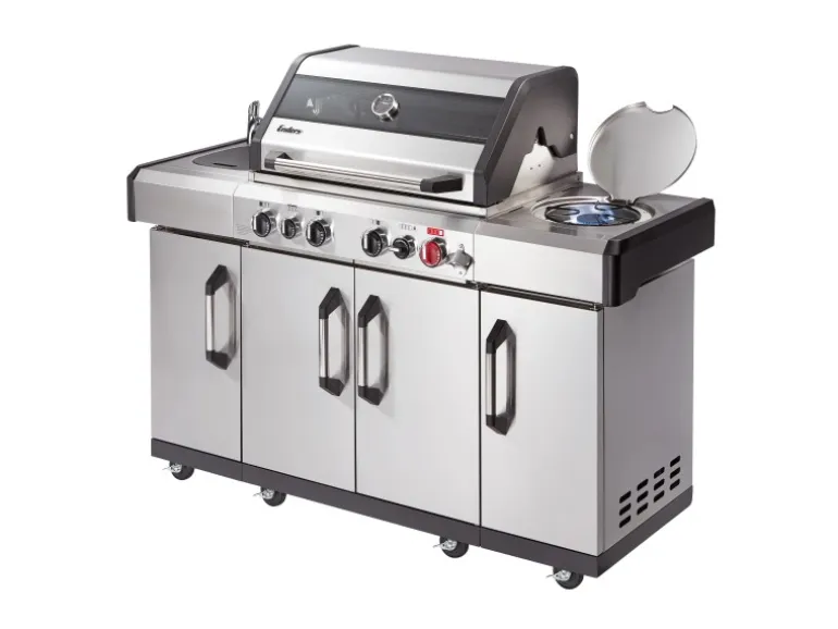 Enders Gasgrill Kanasas II Pro 4 SIK Profi Turbo 4 Brenner & Seitenkocher Silber