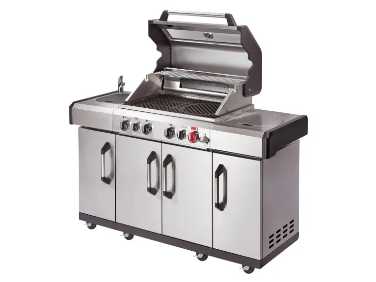 Enders Gasgrill Kanasas II Pro 4 SIK Profi Turbo 4 Brenner & Seitenkocher Silber