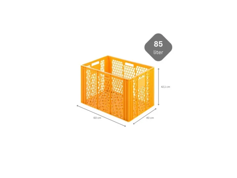 Eurobehälter Bäcker- und Konditorenkasten HxBxT 42,1 x 40 x 60 85 Liter Gelb-Orange Brötchenkiste Sstapelbare Bäckerkiste