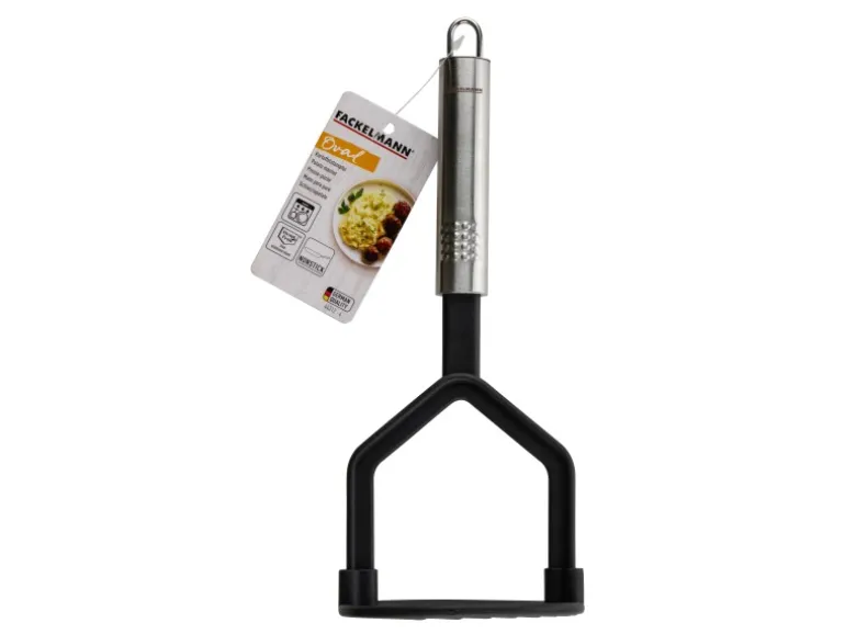Fackelmann Kartoffelstampfer mit Ovalgriff 25 cm Silber-Schwarz