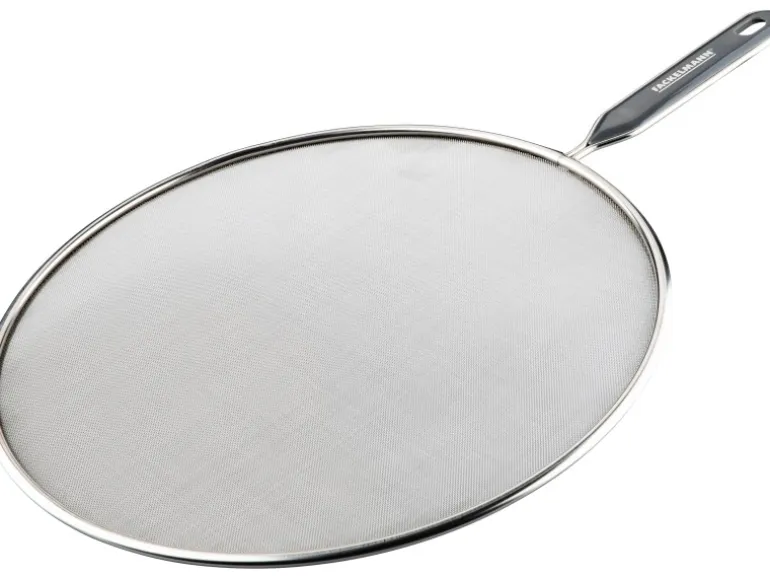 Fackelmann Spritzschutz mit Griffeinlage Ø 29 cm x 46 cm Silber-Grau