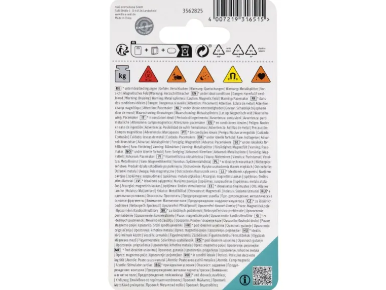 Fix-o-moll Magnetscheibe Neodym in Siliconhaut Ø 19 mm x 4 mm Grau/Türkis