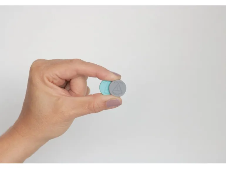 Fix-o-moll Magnetscheibe Neodym in Siliconhaut Ø 19 mm x 4 mm Grau/Türkis