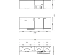 Flex-Well Classic Büroküche Florida 210 cm Weiß-Sonoma Eiche