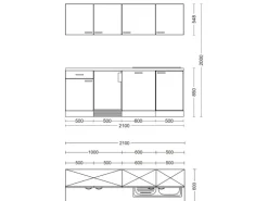 Flex-Well Classic Büroküche Wito 210 cm Weiß