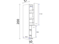 Flex-Well Classic Küchen-Apotheker-Küchen-Hochschrank Lucca 30 cm Weiß