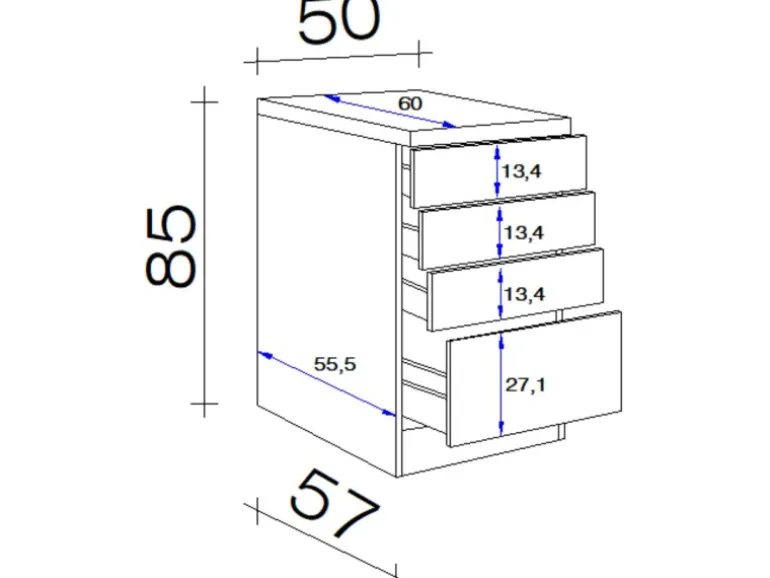 Flex-Well Classic Küchen-Schubkastenschrank Nano 50 cm Buche Nachbildung