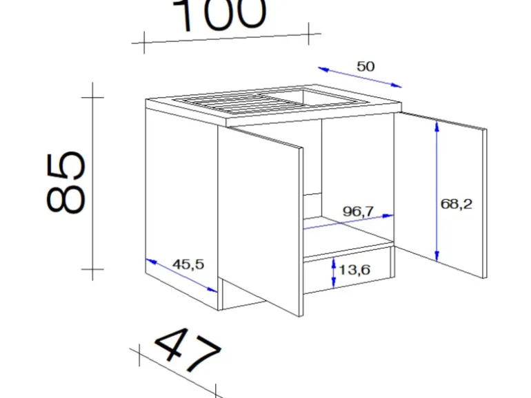 Flex-Well Classic Küchen-Spülenunterschrank Speed 100 cm Weiß