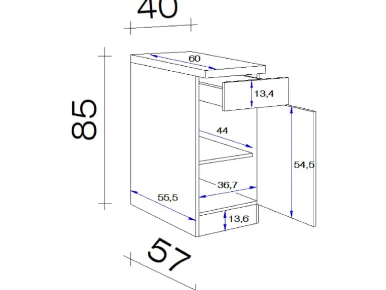 Flex-Well Classic Küchen-Unterschrank Wito 40 cm Weiß