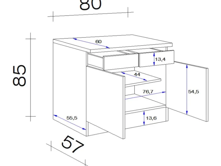 Flex-Well Classic Küchen-Unterschrank Nano 80 cm Buche Nachbildung
