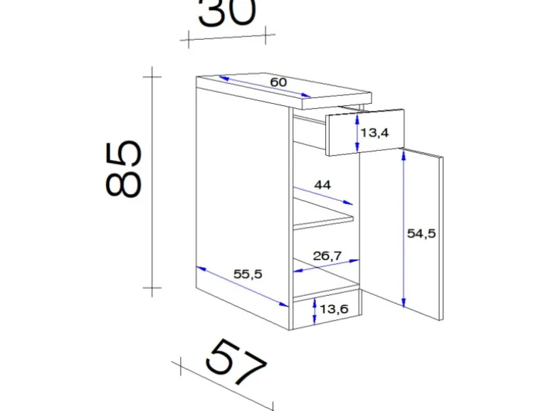 Flex-Well Classic Küchen-Unterschrank Nano 30 cm Buche Nachbildung