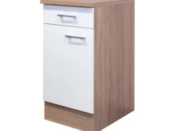 Flex-Well Classic Küchen-Unterschrank Florida 40 cm Weiß-Sonoma Eiche