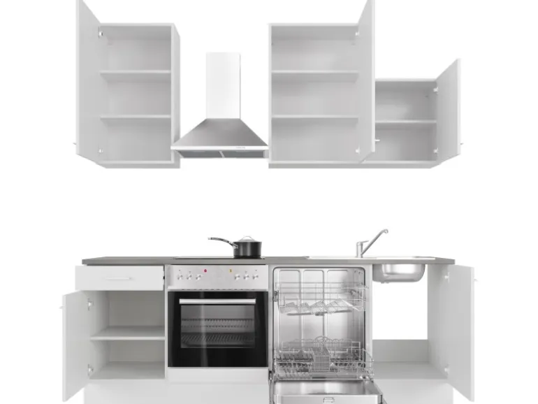 Flex-Well Classic Küchenzeile Lucca 220 cm Weiß matt - Caledonia