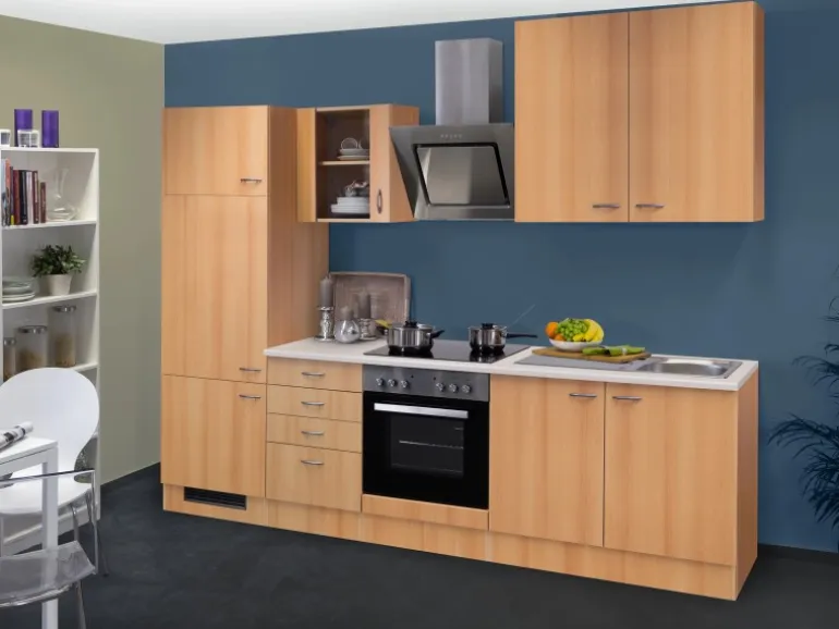 Flex-Well Classic Küchenzeile Nano 270 cm Buche Nachbildung