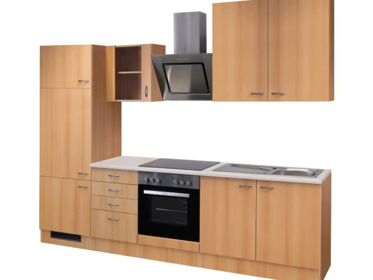 Flex-Well Classic Küchenzeile Nano 270 cm Buche Nachbildung