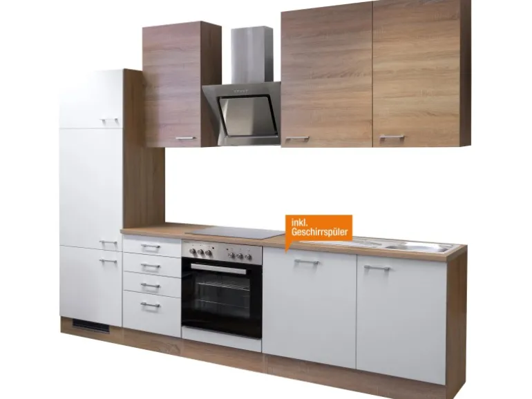 Flex-Well Classic Küchenzeile Florida 280 cm Sonoma Eiche-Weiß-Sonoma Eiche