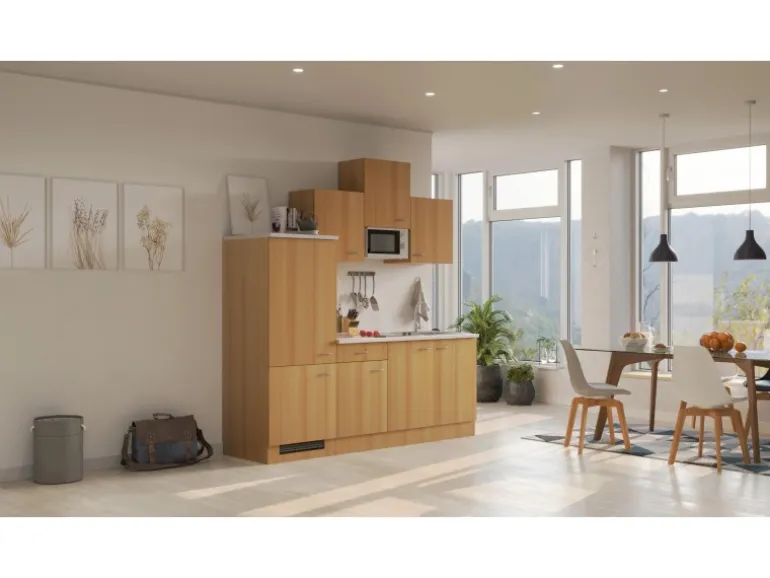 Flex-Well Classic Küchenzeile Nano 210 cm Buche