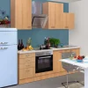 Flex-Well Classic Küchenzeile Nano 220 cm Buche Nachbildung