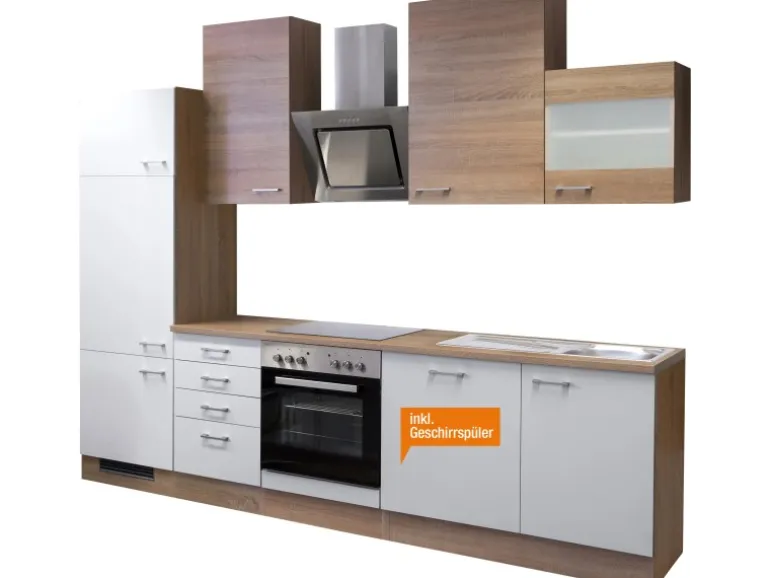Flex-Well Classic Küchenzeile Florida 280 cm Sonoma Eiche-Weiß-Sonoma Eiche