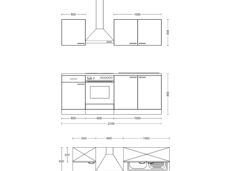 Flex-Well Classic Küchenzeile Nano 210 cm Buche