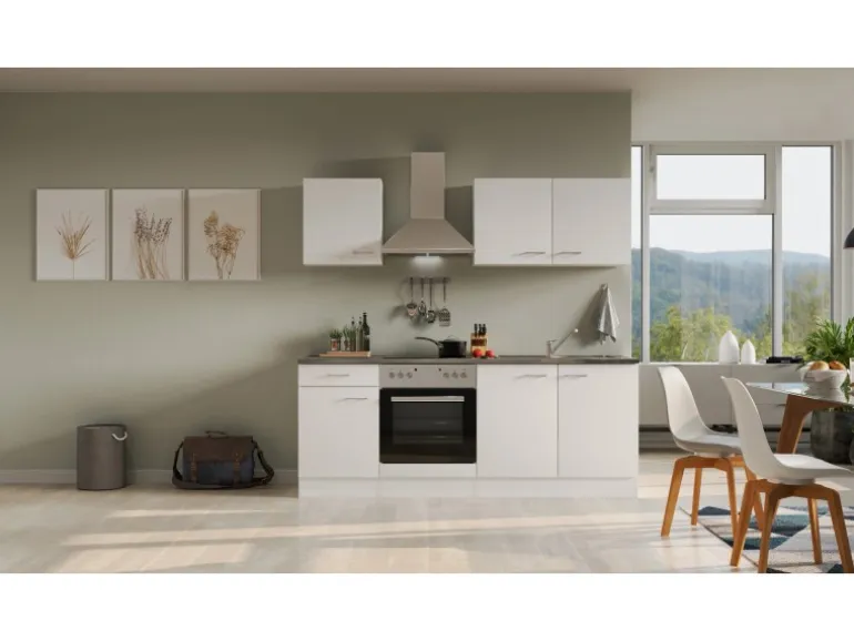 Flex-Well Classic Küchenzeile Lucca 210 cm Weiß matt - Caledonia