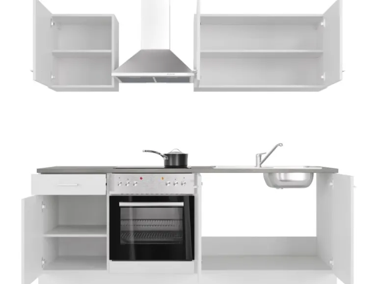 Flex-Well Classic Küchenzeile Lucca 210 cm Weiß matt - Caledonia