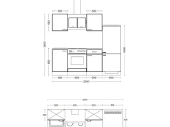 Flex-Well Classic Küchenzeile Florida 220 cm Weiß - Sonoma Eiche