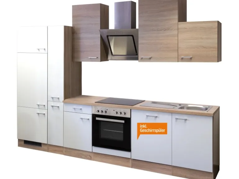 Flex-Well Classic Küchenzeile Florida 310 cm Sonoma Eiche-Weiß
