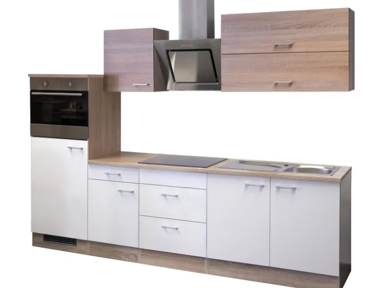 Flex-Well Classic Küchenzeile Florida 270 cm Weiß-Sonoma Eiche Nachbildung