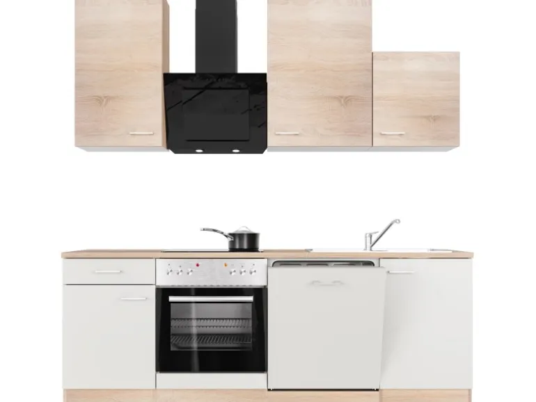Flex-Well Classic Küchenzeile Florida 220 cm Weiß - Sonoma Eiche