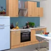 Flex-Well Classic Küchenzeile Nano 220 cm Buche Nachbildung