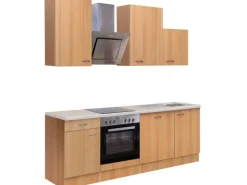 Flex-Well Classic Küchenzeile Nano 220 cm Buche Nachbildung