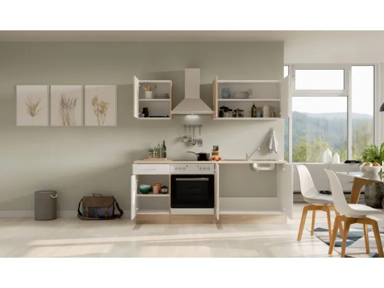 Flex-Well Classic Küchenzeile Florida 210 cm Weiß - Sonoma Eiche