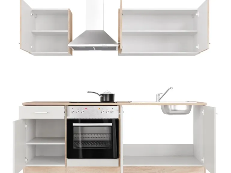 Flex-Well Classic Küchenzeile Florida 210 cm Weiß - Sonoma Eiche
