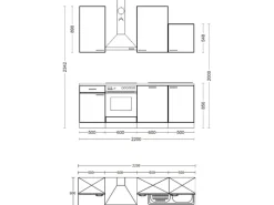 Flex-Well Classic Küchenzeile Nano 220 cm Buche