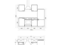 Flex-Well Classic Küchenzeile Nano 220 cm Buche