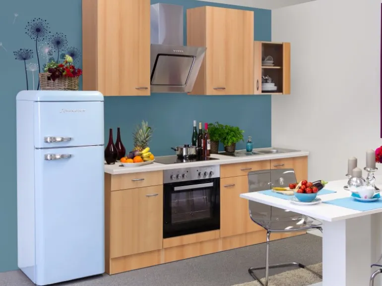 Flex-Well Classic Küchenzeile Nano 220 cm Buche Nachbildung