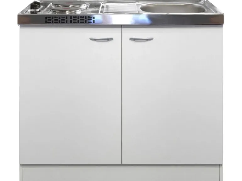 Flex-Well Classic Miniküche Wito 100 cm mit Pantryauflage Weiß