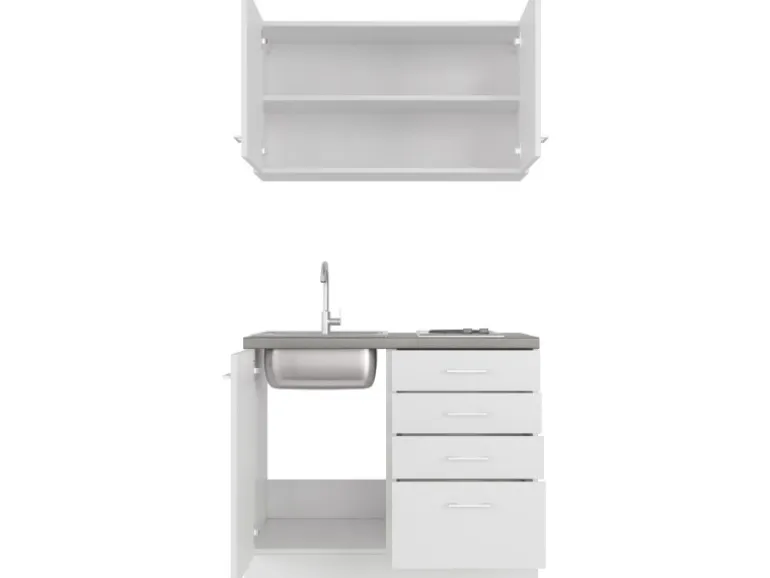 Flex-Well Classic Miniküche Lucca 100 cm Weiß matt - Caledonia