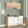 Flex-Well Classic Singleküche Florida 150 cm Weiß - Sonoma Eiche