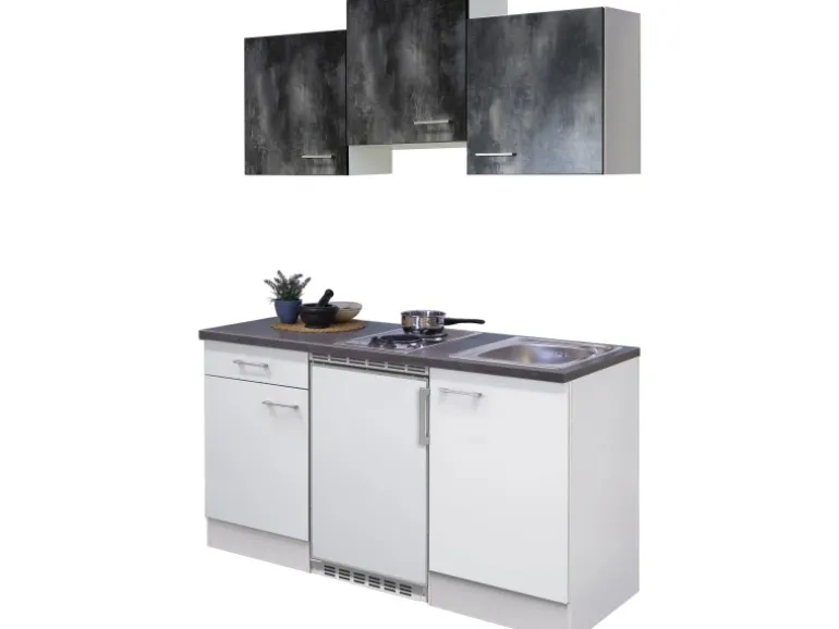 Flex-Well Classic Singleküche Lucca 150 cm Weiß-Caledonia