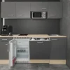 Flex-Well Exclusiv Büroküche Morena 210 cm Basaltgrau matt-San Remo Eiche hell