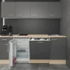 Flex-Well Exclusiv Büroküche Morena 210 cm Basaltgrau matt-San Remo Eiche hell
