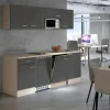 Flex-Well Exclusiv Büroküche Morena 210 cm Basaltgrau matt-San Remo Eiche hell